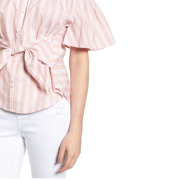 B.P. Pink Tie Detail Off The Shoulder Top - Picture 4 of 4